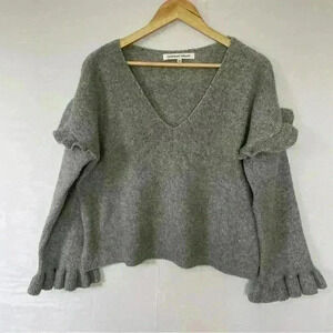 Cupcakes and Cashmere Oversized Sweater w/ Puff Bell Sleeves Marbled Gray XS